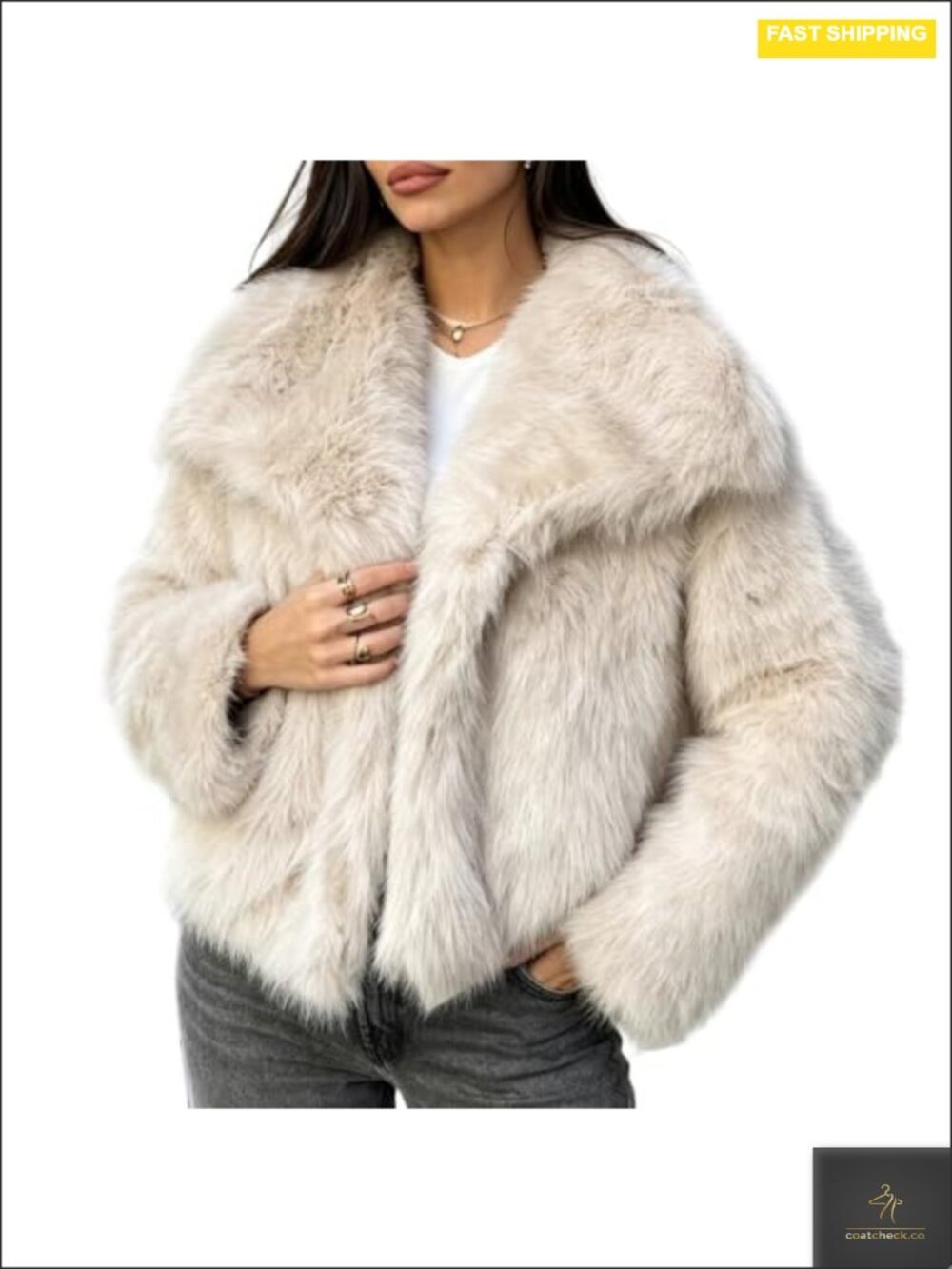 Women's Cropped Faux Fur Coat Fluffy Shaggy Jacket